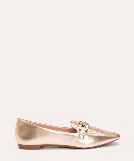 mocassim metalizado corrente oneself dourado 34 mocassim metalizado corrente oneself dourado 34