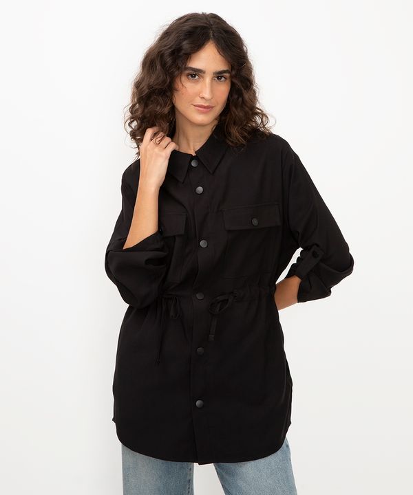 parka alongada de viscose preta M