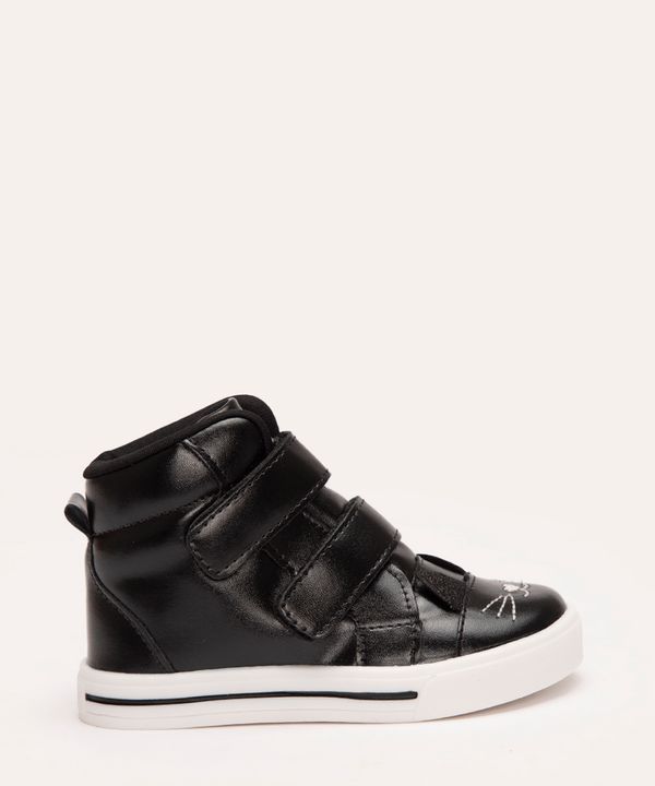 tênis infantil cano alto gatinho com velcro preto 26