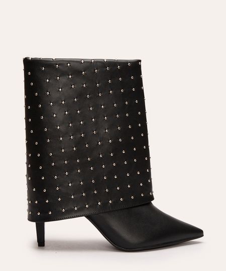 bota com napa tachas bico fino oneself preto 35 bota com napa tachas bico fino oneself preto 35