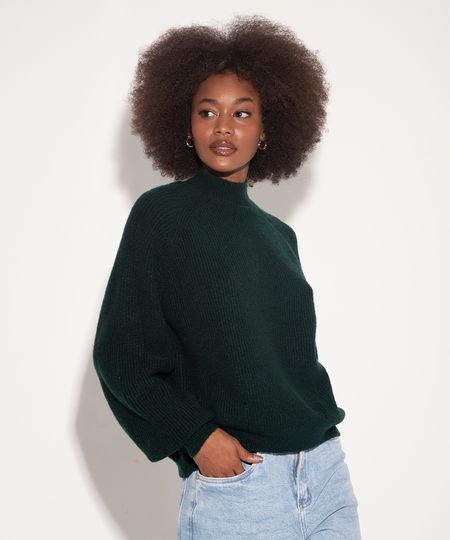 suéter de tricot canelado mindset verde escuro GG