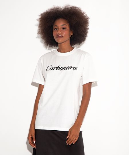 camiseta de algodão bordada carbonara mindset off white GG