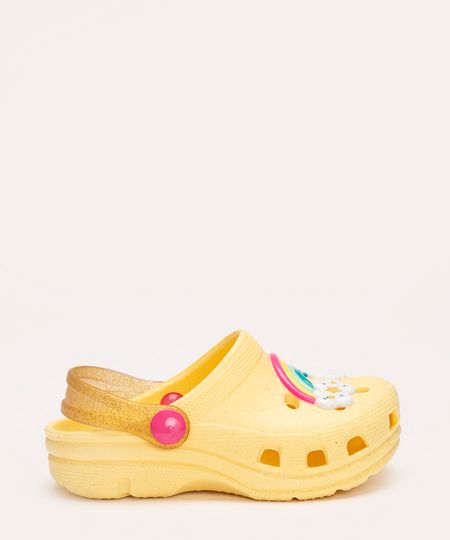 babuche infantil com glitter e arco íris amarelo 20-21 babuche infantil com glitter e arco íris amarelo 20-21