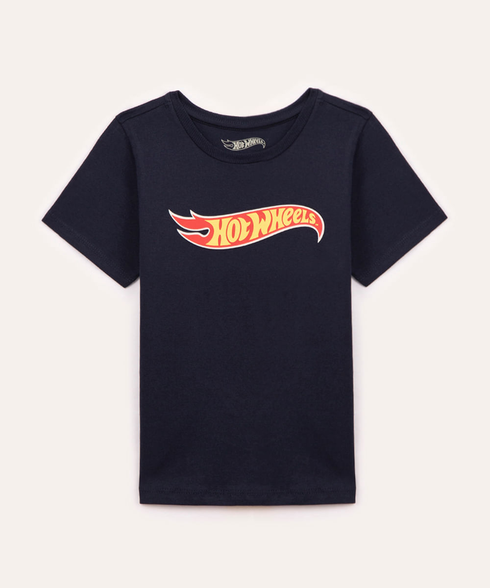 camiseta de algodão infantil hot wheels azul marinho