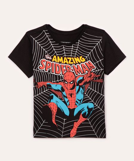camiseta de algodão infantil homem aranha preto 2 camiseta de algodão infantil homem aranha preto 2