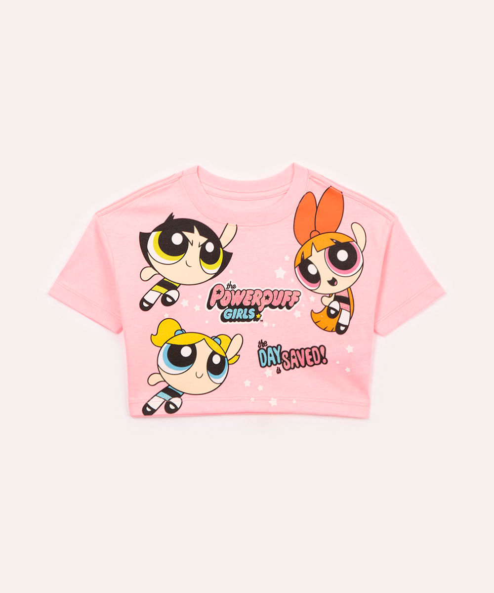 blusa de algodão infantil meninas super poderosas rosa