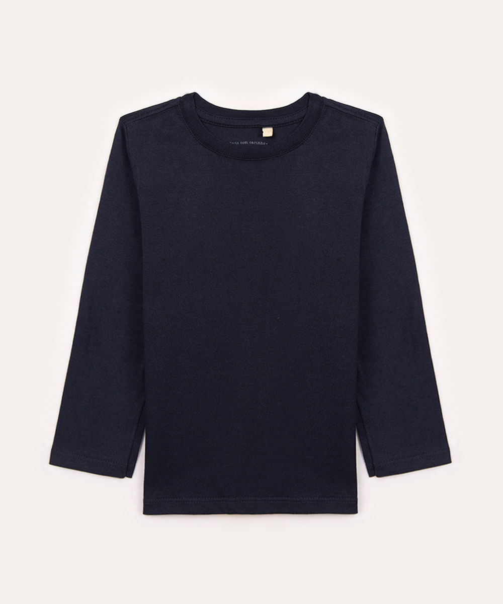 camiseta de algodão infantil azul marinho