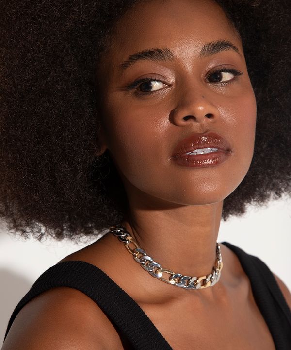colar choker corrente bicolor mindset colorido UNICO