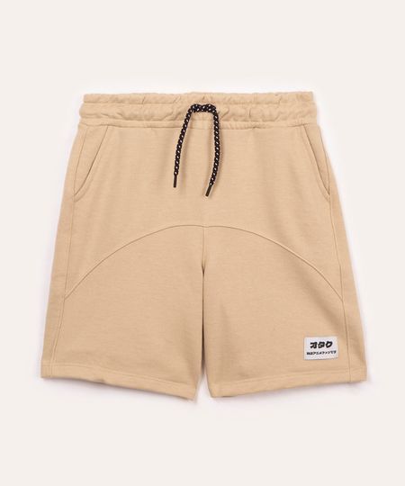 short de moletom juvenil com recorte preto - kaki 14