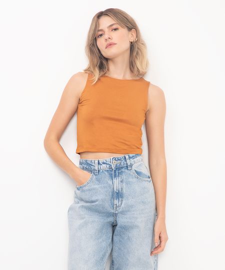 cropped de viscose alça média verde médio - marrom medio PP cropped de viscose alça média verde médio - marrom medio PP