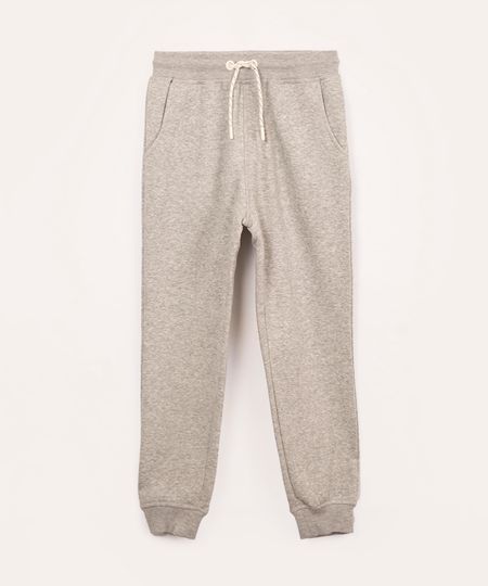 calça jogger de moletom infantil - cinza mescla 12 calça jogger de moletom infantil - cinza mescla 12