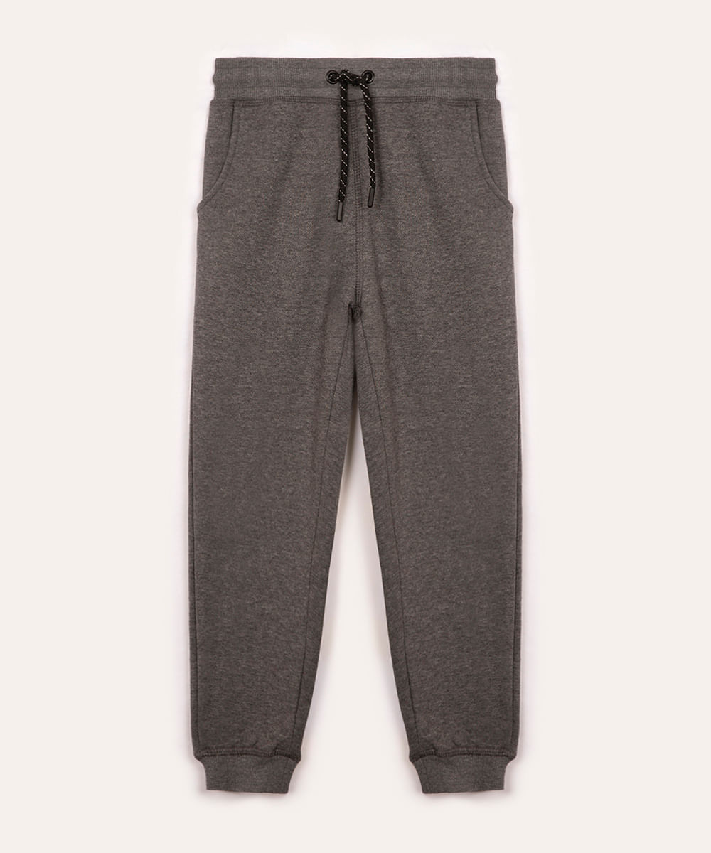 calça jogger de moletom infantil cinza escuro