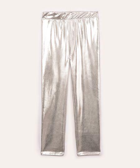 calça legging infantil metalizada prata 4