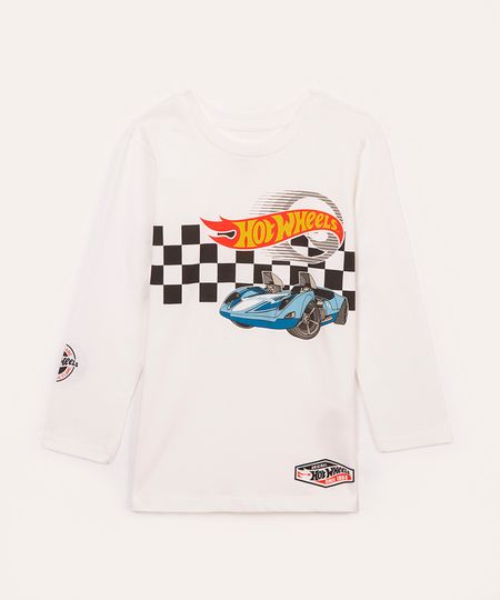 camiseta de algodão infantil hot wheels branca 1