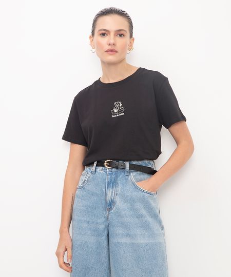 camiseta de algodão fora da caixa manga curta off white - preto G camiseta de algodão fora da caixa manga curta off white - preto G