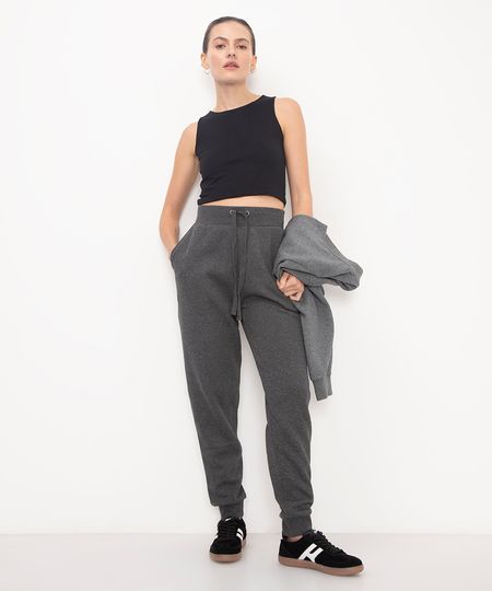 calça de moletom jogger com felpa - chumbo P calça de moletom jogger com felpa - chumbo P