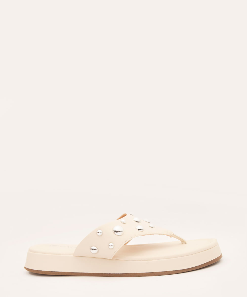 rasteirinha flatform de dedo com tachas oneself off white