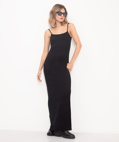 vestido longo alça fina preto P
