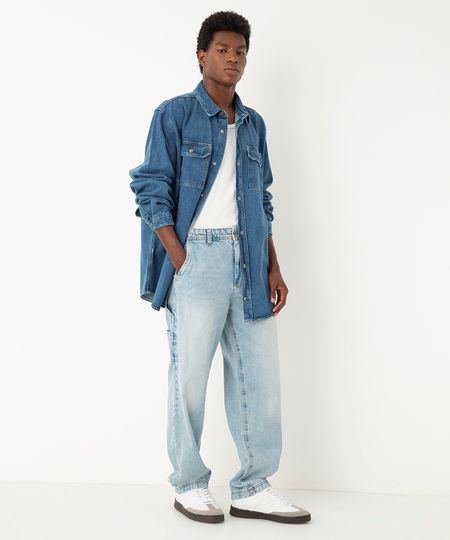 calça jeans carpenter reta azul claro 38