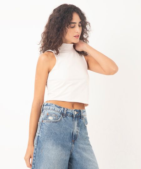 cropped de poliamida gola alta off white PP
