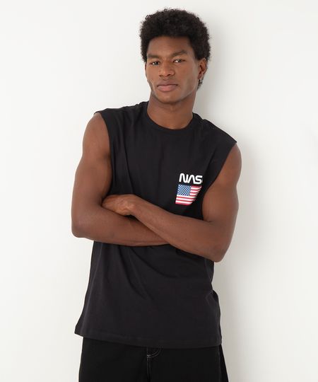 regata de algodão nasa preta PP regata de algodão nasa preta PP