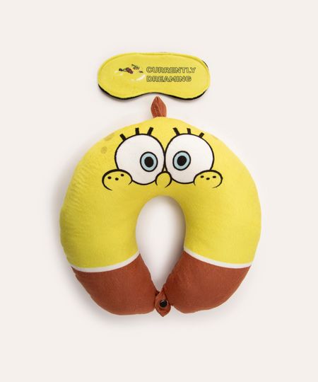 kit de apoio de pescoço bob esponja com máscara amarelo UNICO