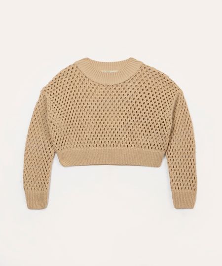 cropped de tricot infantil bege 4