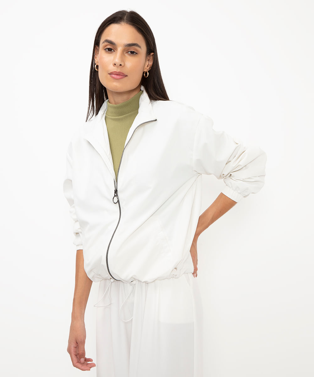 jaqueta corta vento básica - off white