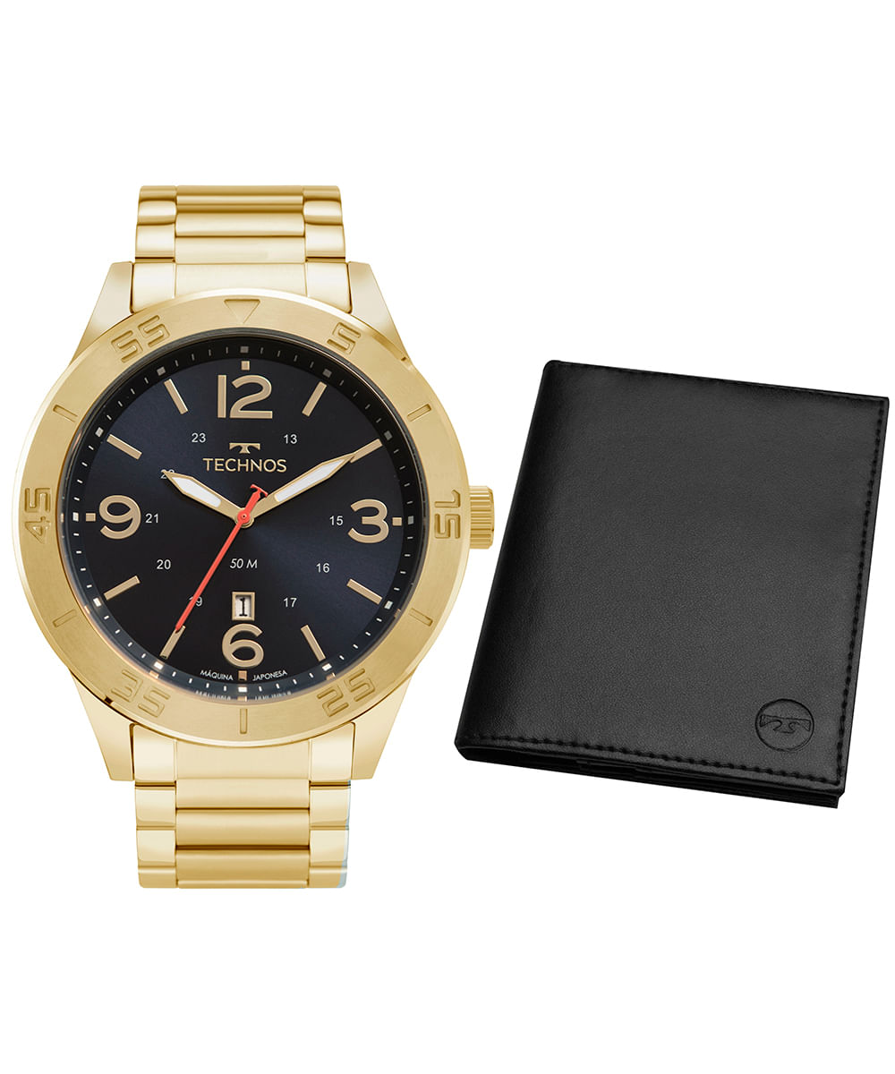 relógio technos analógico 2115mywk1a dourado