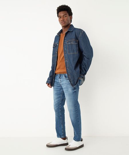 calça jeans slim cropped azul escuro 40
