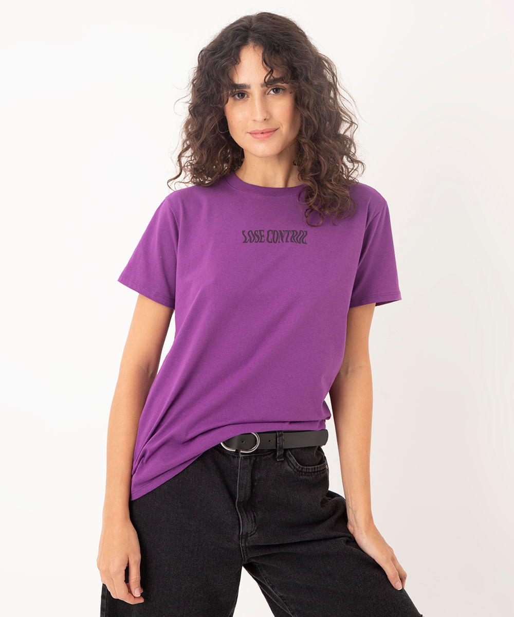 camiseta de algodão lose control roxo