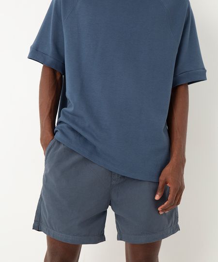 bermuda reta masculina de sarja com elástico azul M