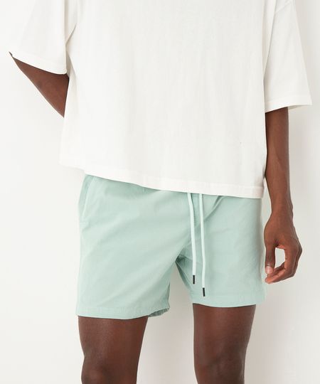 bermuda reta masculina de sarja com elástico verde P