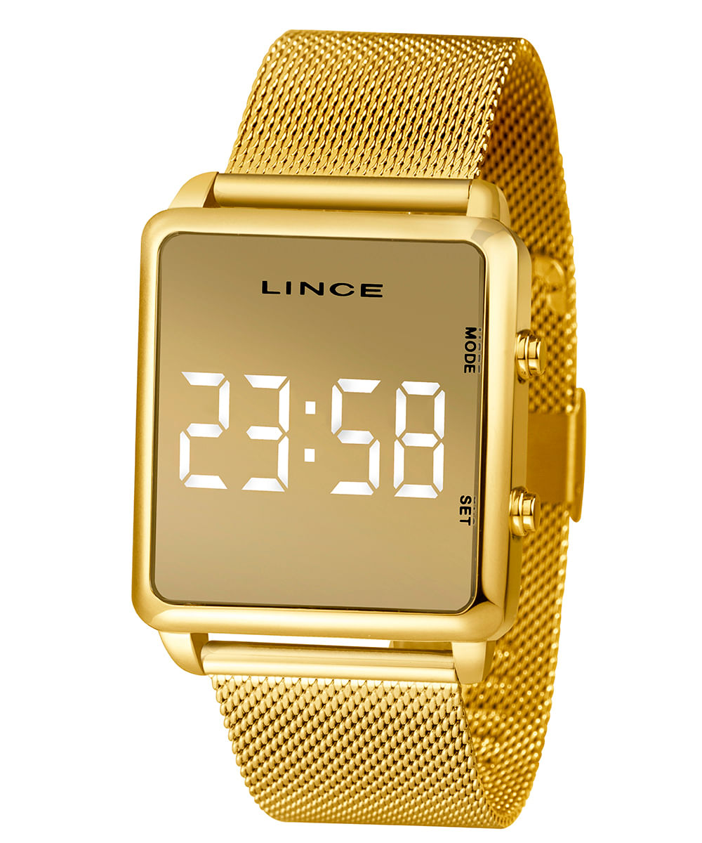 relógio lince digital mdg4619l-bxkx dourado