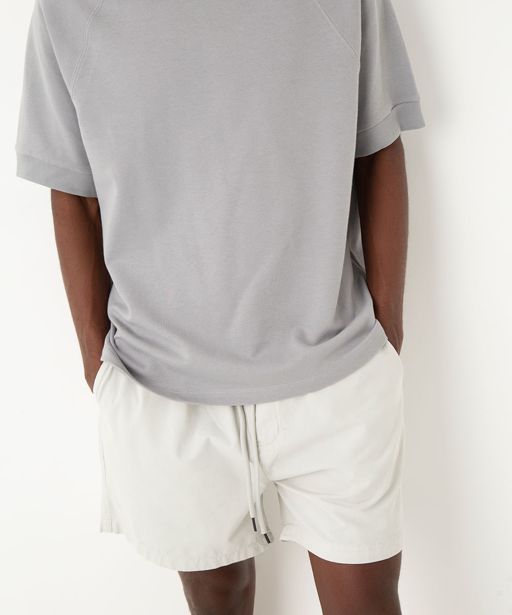 bermuda reta masculina de sarja com elástico cinza