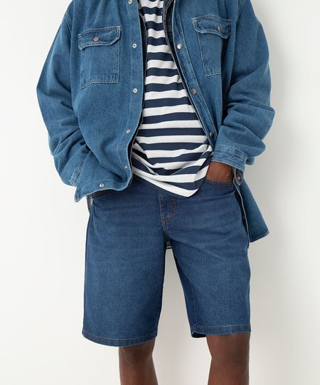 bermuda reta masculina jeans azul 38 bermuda reta masculina jeans azul 38