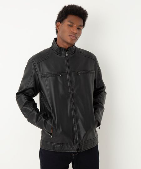 jaqueta de poliuretano perfecto slim fit preta G jaqueta de poliuretano perfecto slim fit preta G