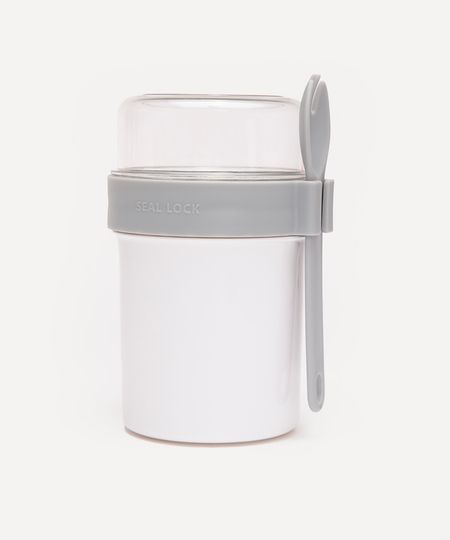 pote com divisórias e garfo branco UNICO pote com divisórias e garfo branco UNICO