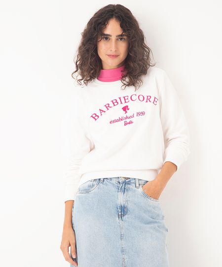 blusão de moletom barbiecore off white P