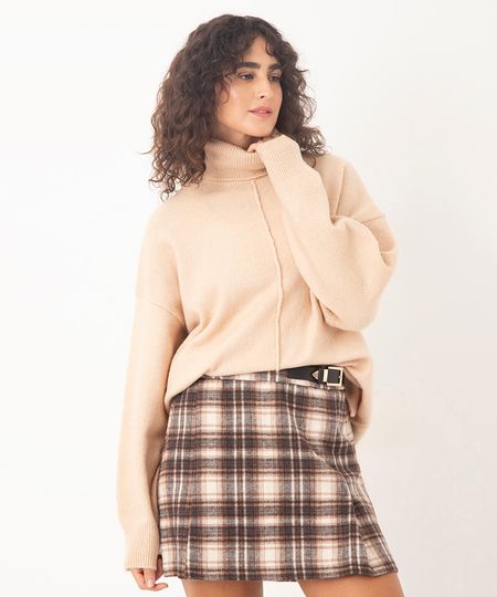 suéter de tricot oversized com recorte bege PP