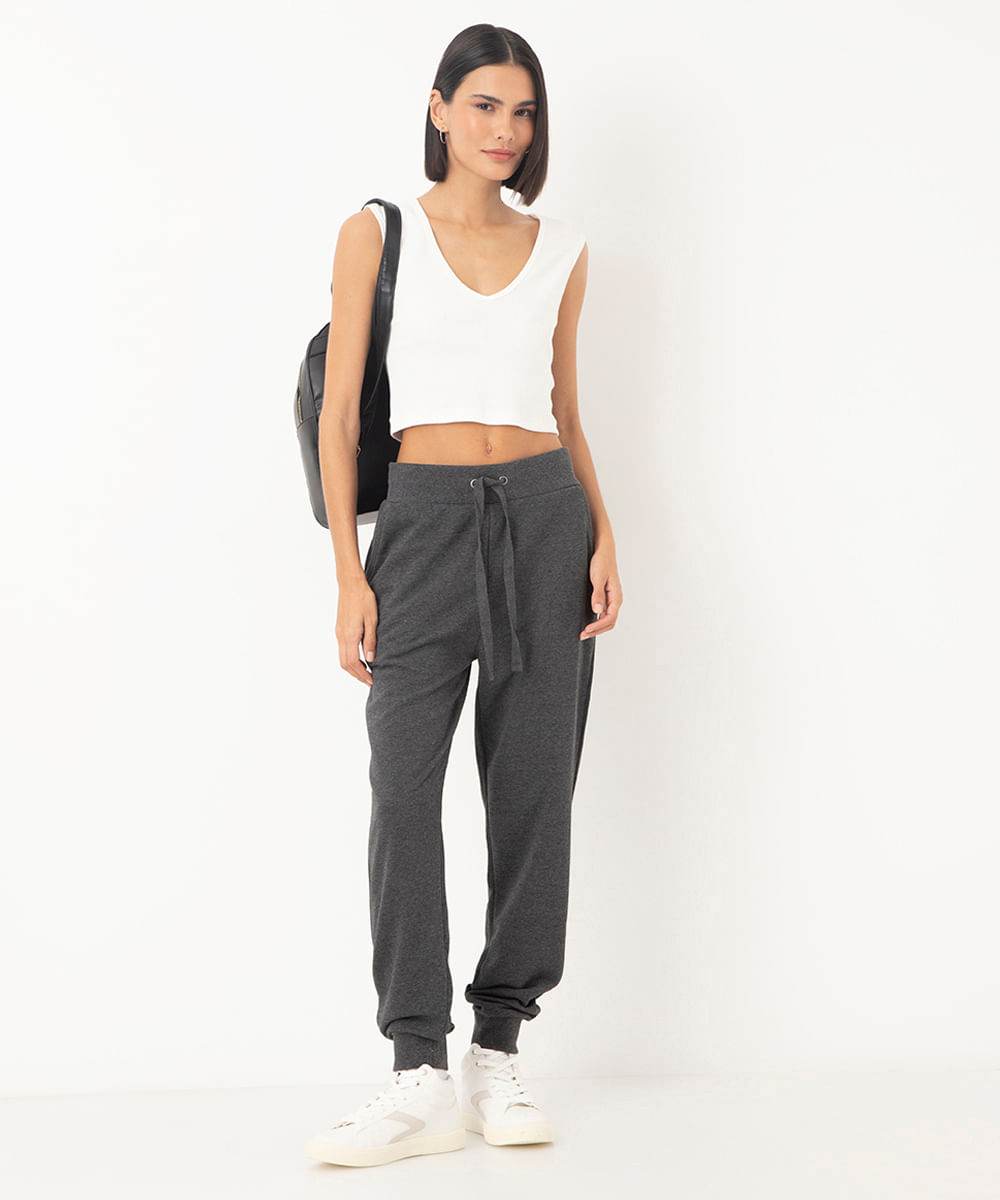 calça de moletom jogger básica - chumbo