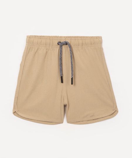 short infantil cós elástico com bolso bege 1