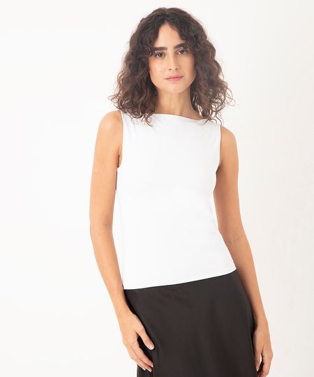 regata de poliamida decote canoa branca PP