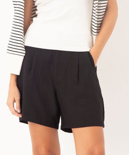 bermuda alfaiataria de viscose cintura alta preta 42 bermuda alfaiataria de viscose cintura alta preta 42