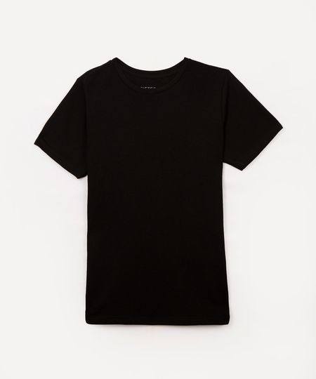 camiseta de algodão juvenil texturizada manga curta preto 10