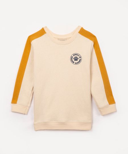 blusa infantil manga longa jungle bege 1