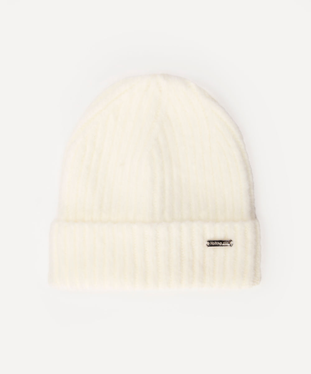 gorro de tricot felpudo off white