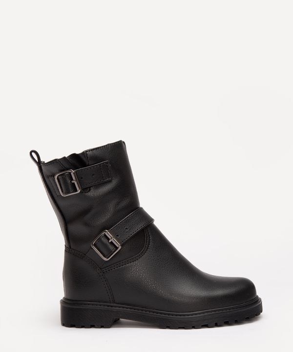 bota biker infantil com fivelas preto 25-26