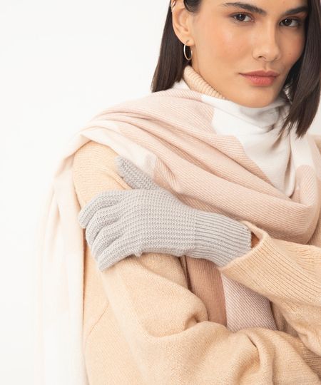 luva de tricot texturizada cinza UNICO luva de tricot texturizada cinza UNICO