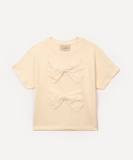 camiseta de algodão infantil com laços off white 10